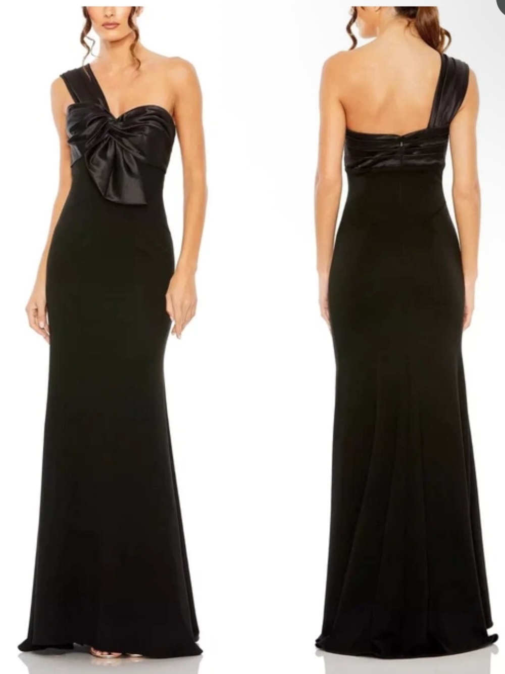Mac Duggal One-Shoulder Long Bow Dress Size 14 NWT